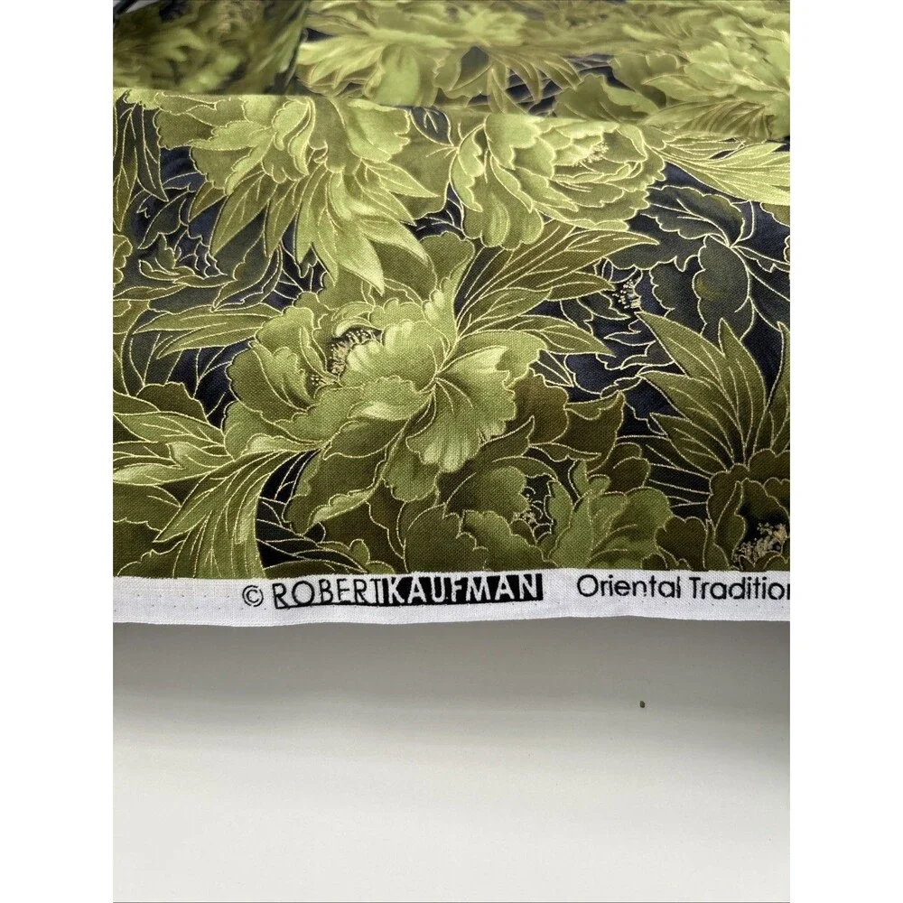 Robert Kaufman  Cotton Quilting Sewing Fabric Oriental Traditions Green Floral